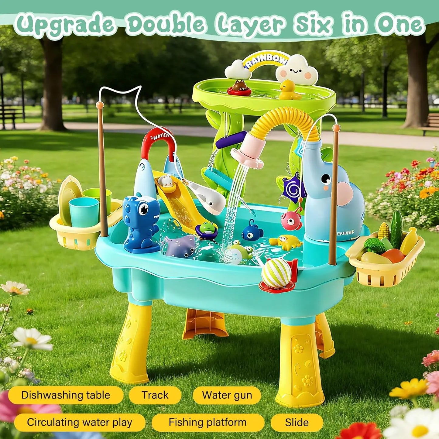 Present Play™ Water Table with REAL Water Pump (4-IN-1 PLAY STATION)