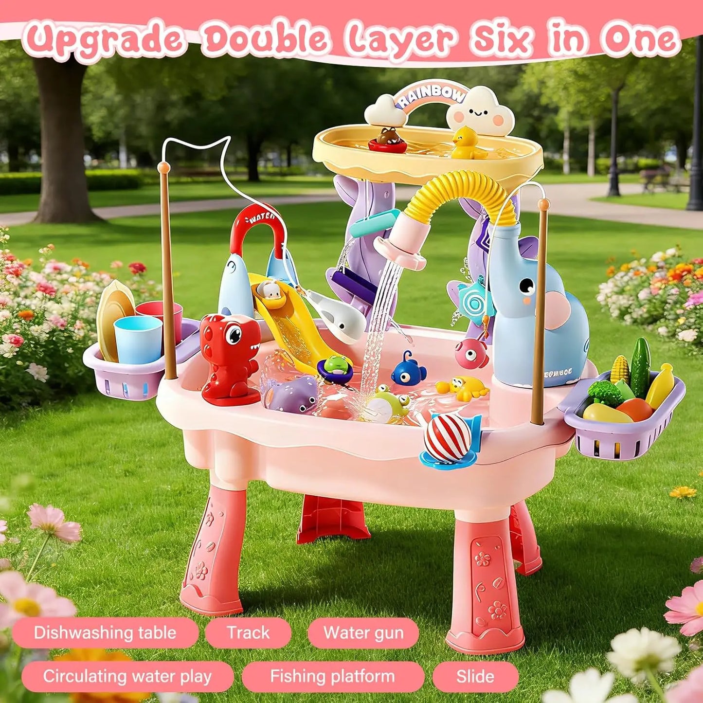 Present Play™ Water Table with REAL Water Pump (4-IN-1 PLAY STATION)